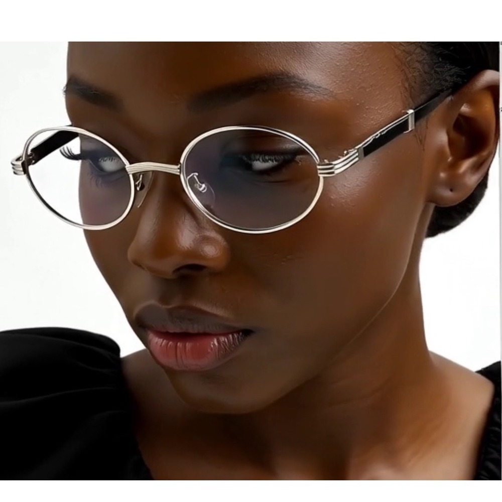 Round Women Eyeglasses Silver Frame Clear Lens UV Protection Vintage Style Gafas